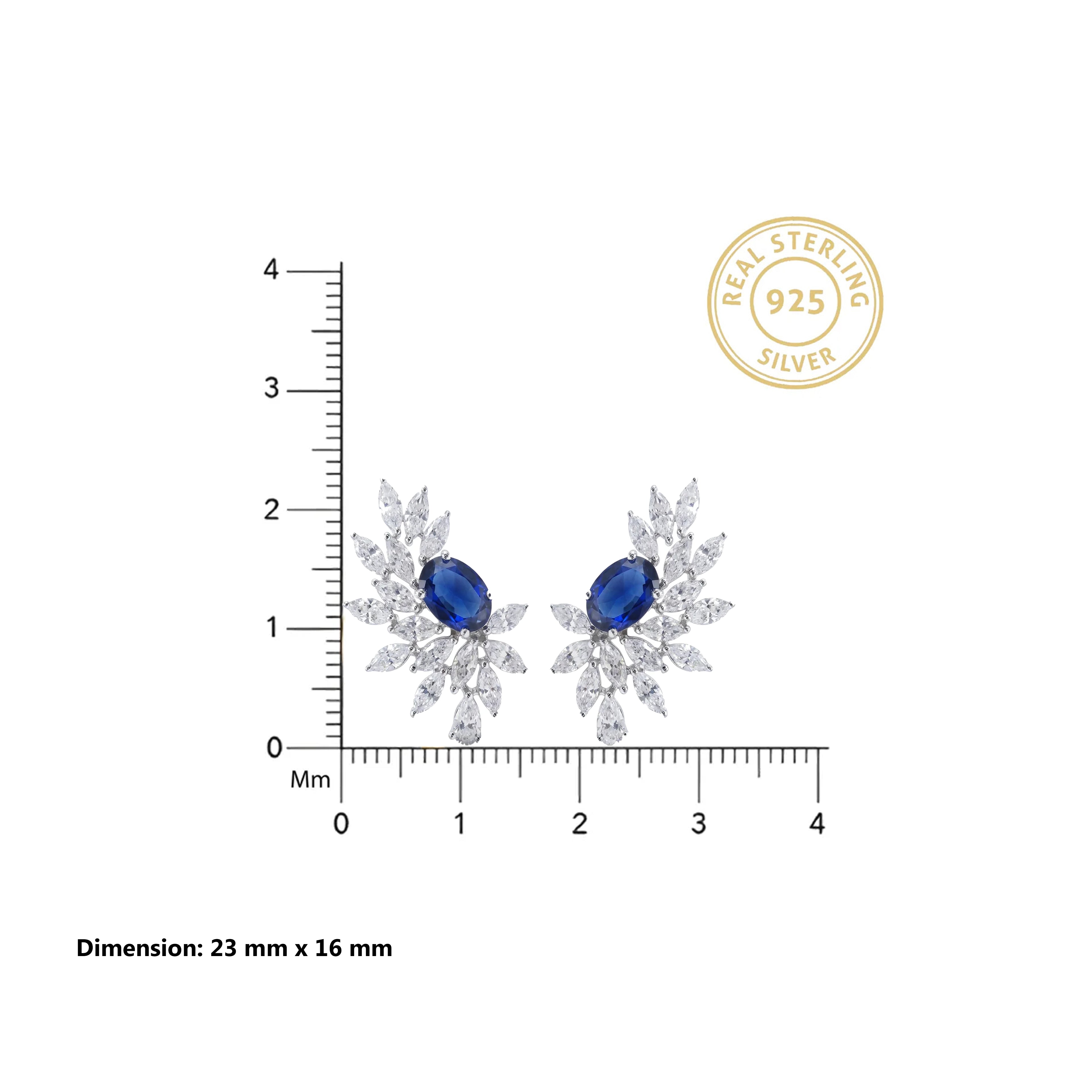 Silver Sapphire Bloom Earrings