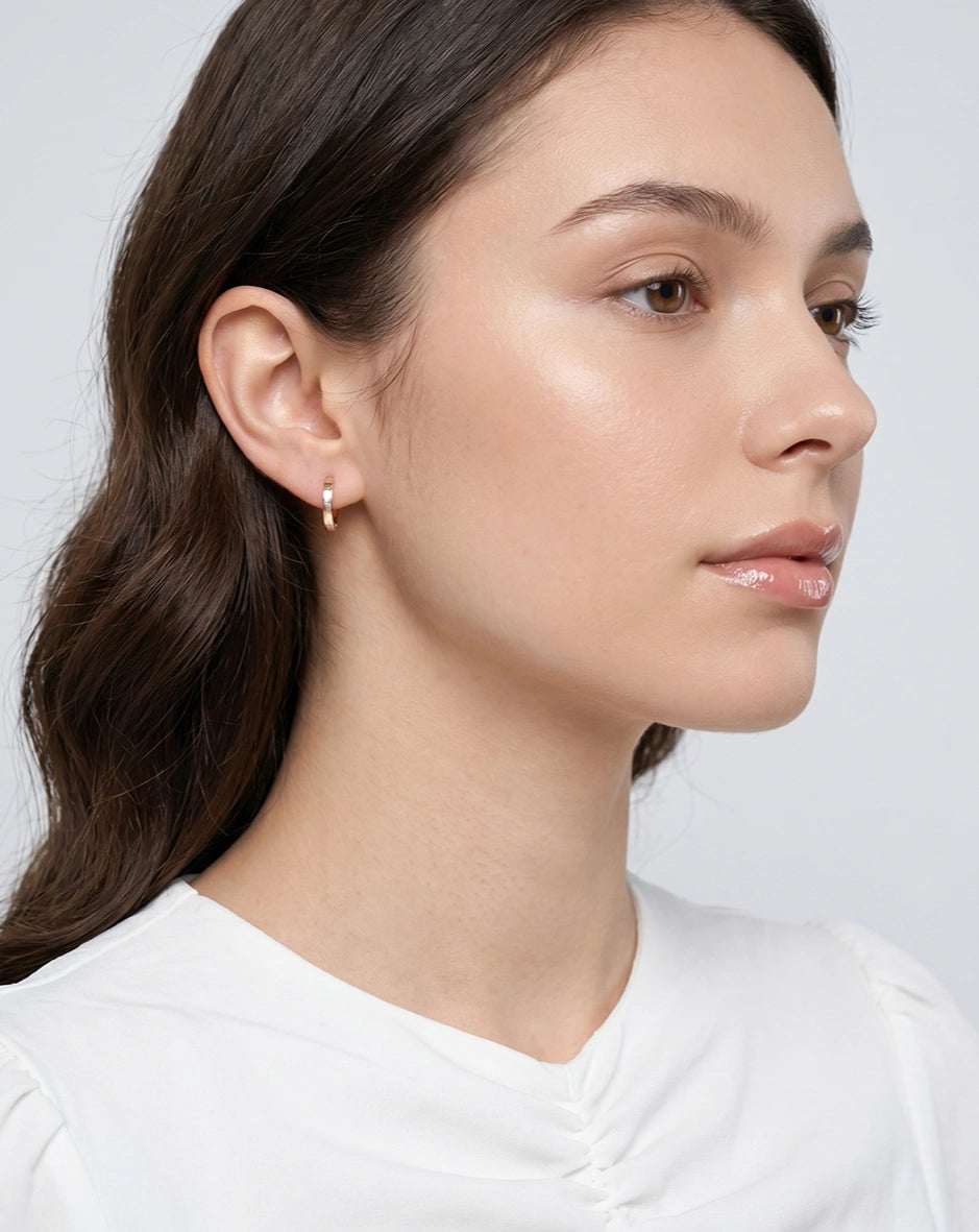 Rose Gold Rivet Hoop Earrings