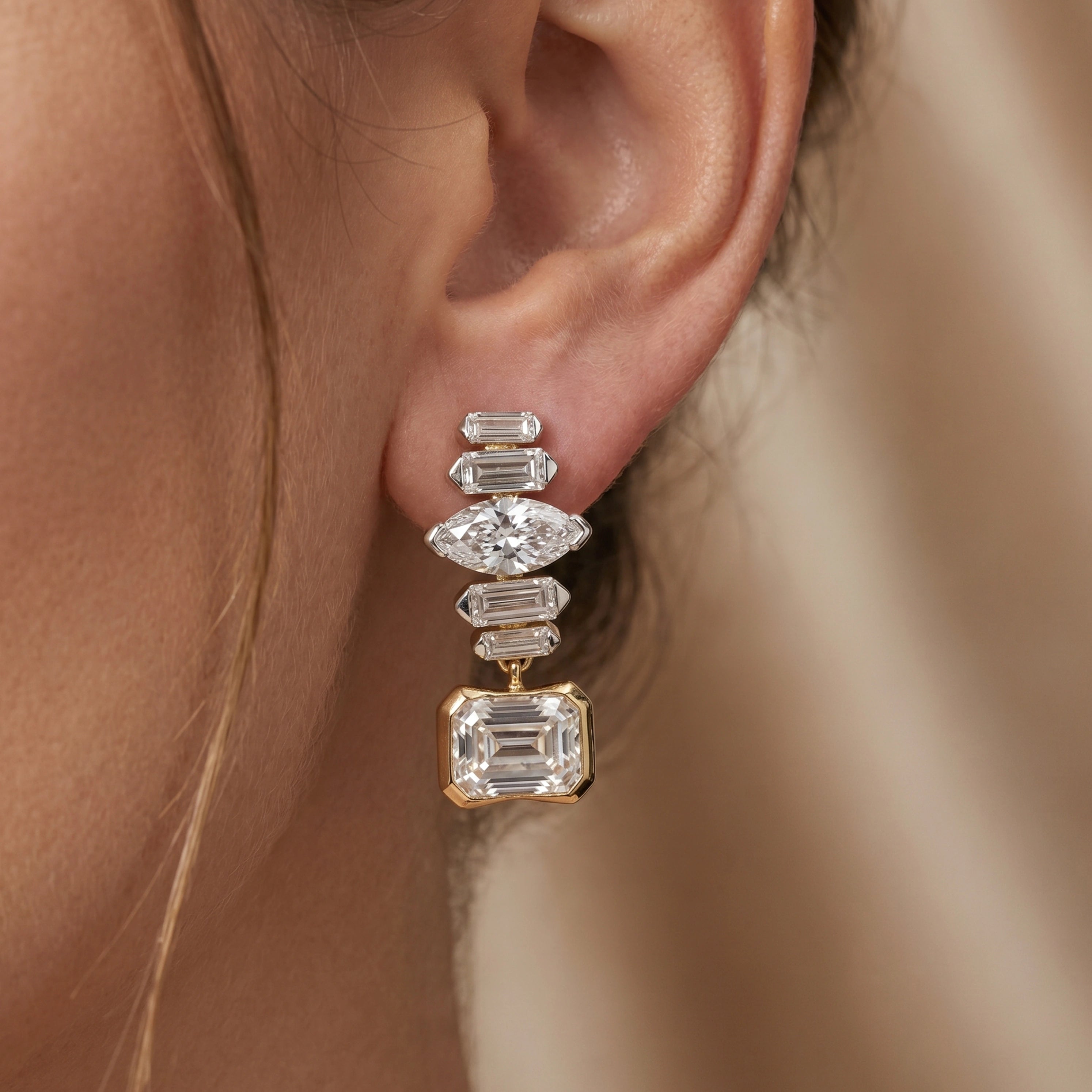 Gold Deco Cascade Earrings