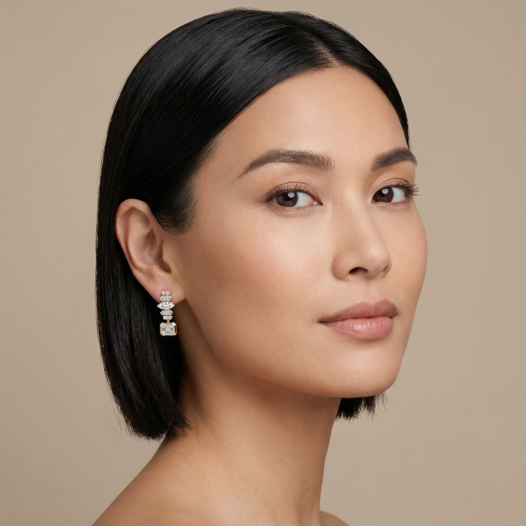Gold Deco Cascade Earrings