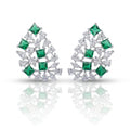 Silver Green Lattice Earrings