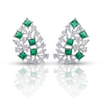 Silver Green Lattice Earrings