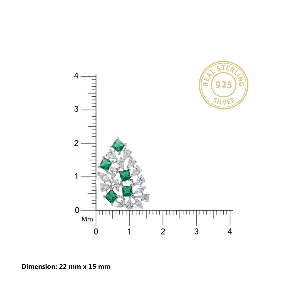 Silver Green Lattice Earrings