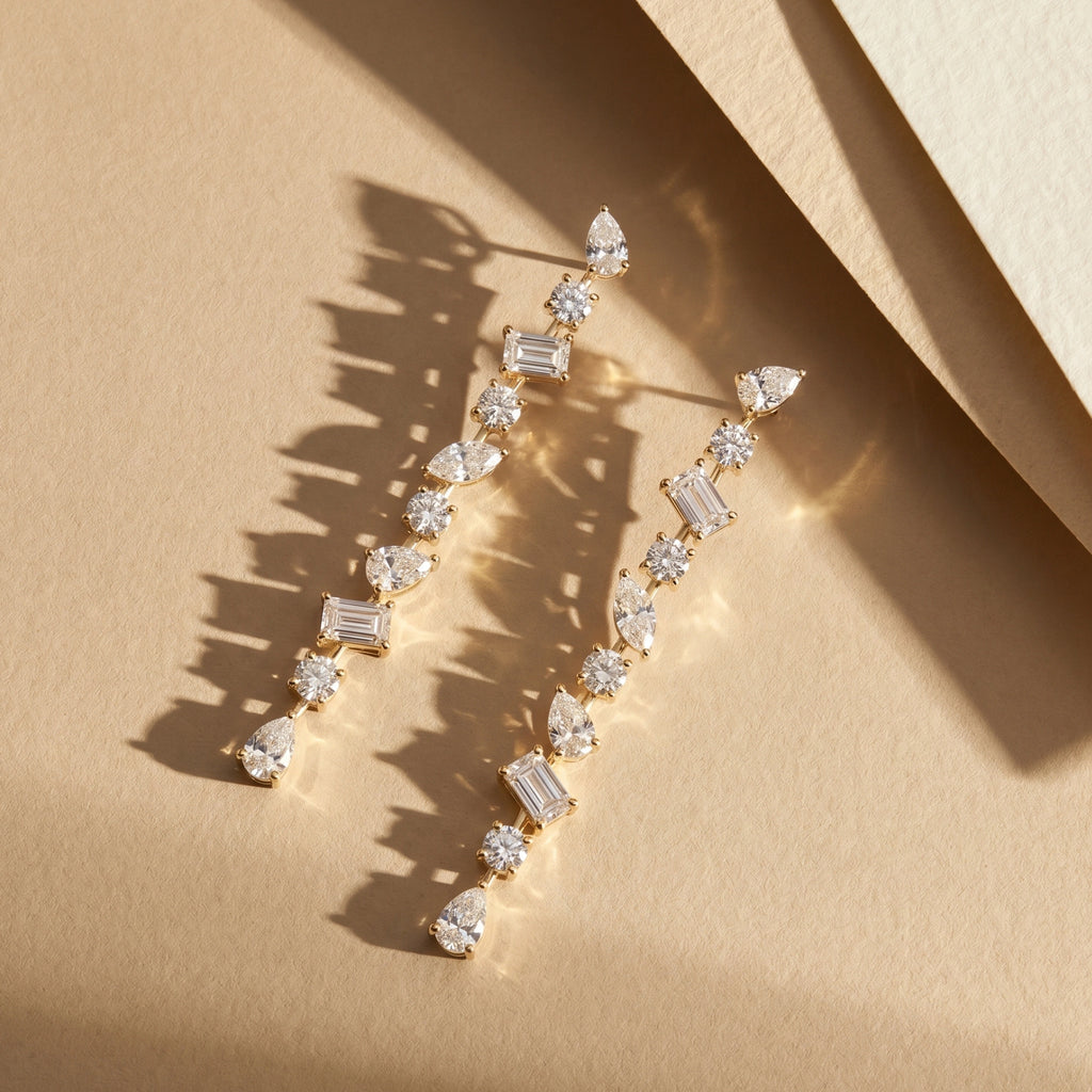 Gold Prism Cascade Earrings