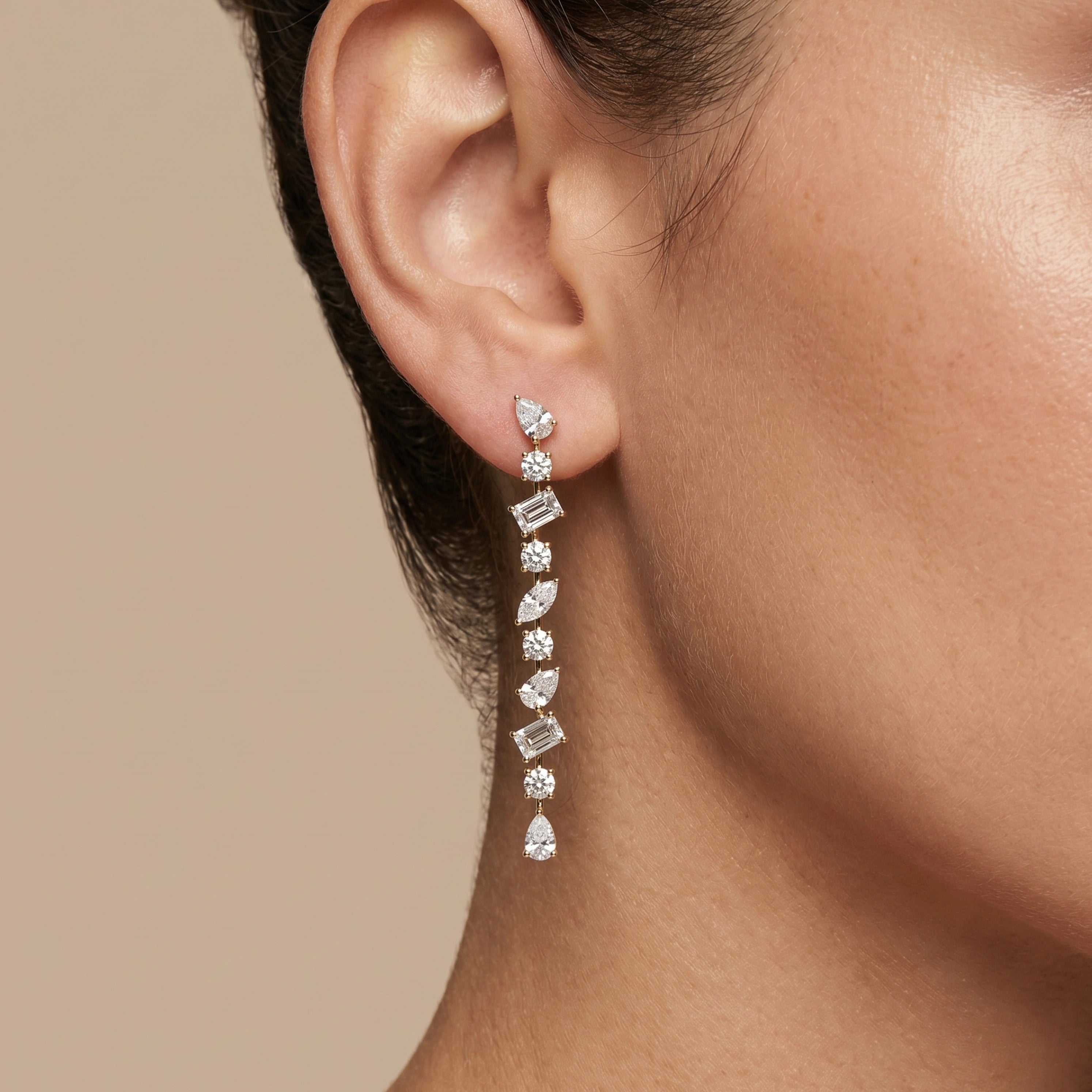 Gold Prism Cascade Earrings