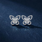 Silver Marquise Butterfly Stud Earrings