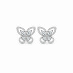 Silver Marquise Butterfly Stud Earrings