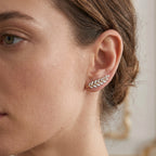 Gold Laurel Climber Earrings