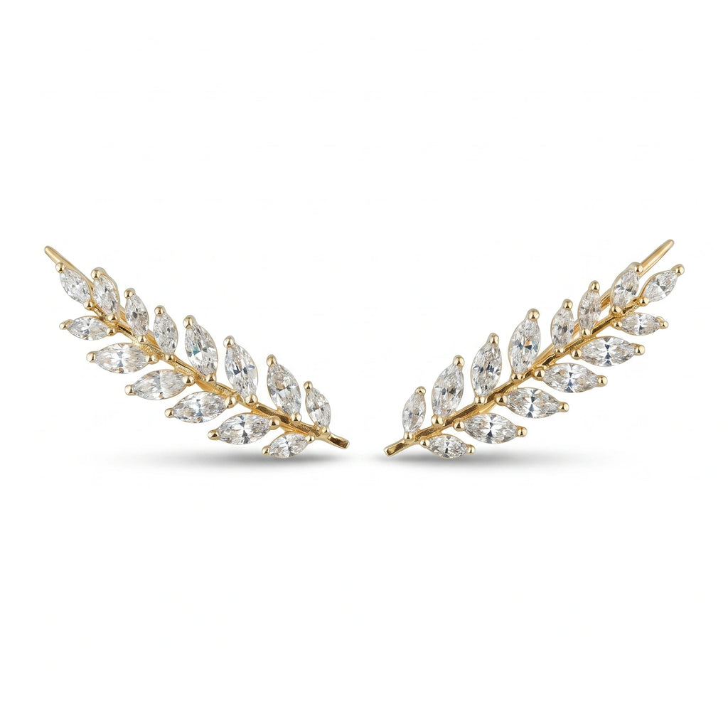Gold Laurel Climber Earrings