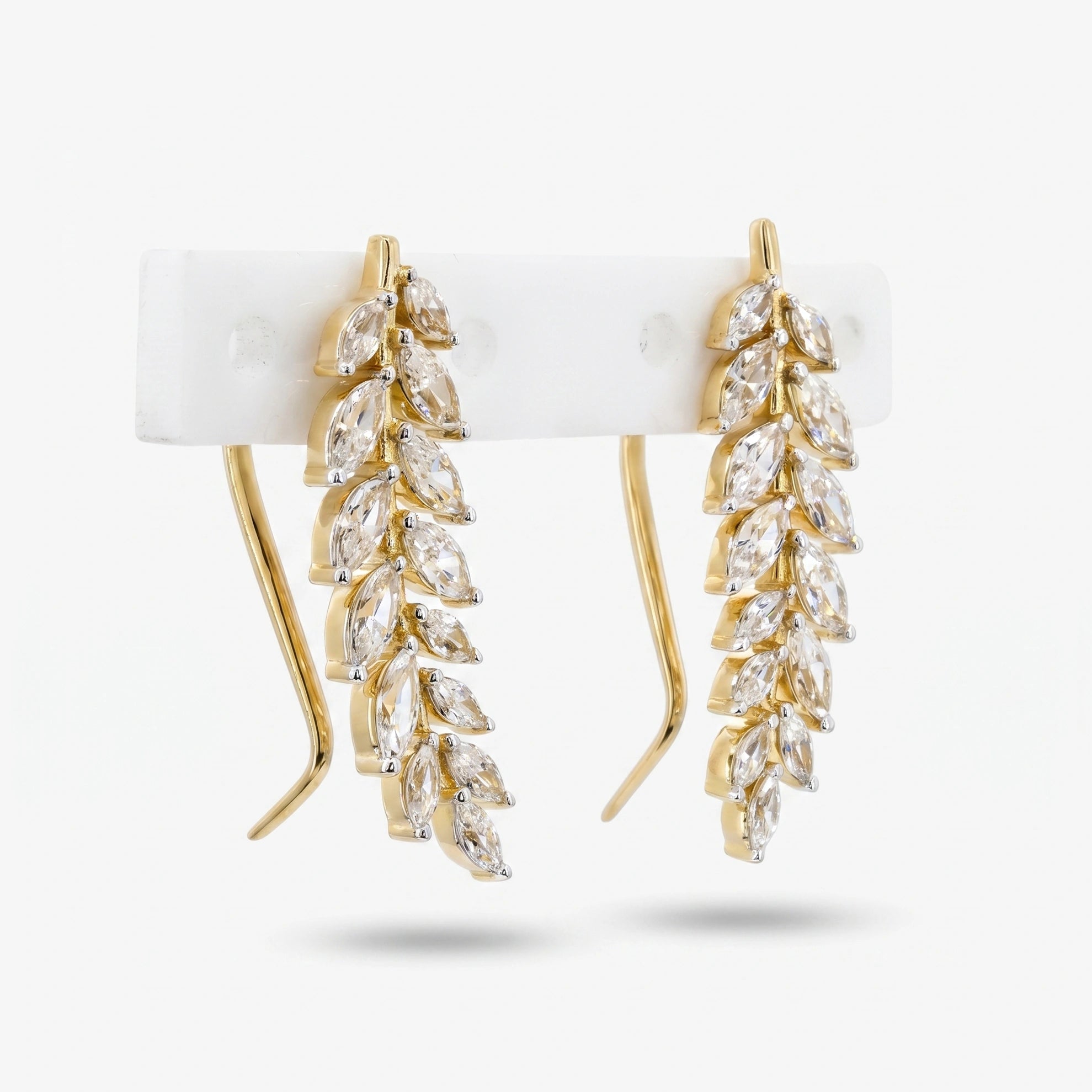 Gold Laurel Climber Earrings