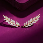 Gold Laurel Climber Earrings