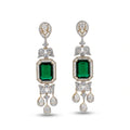 Gold Emerald Halo Chandelier Earrings