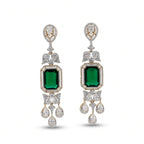 Gold Emerald Halo Chandelier Earrings