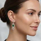 Gold Emerald Halo Chandelier Earrings