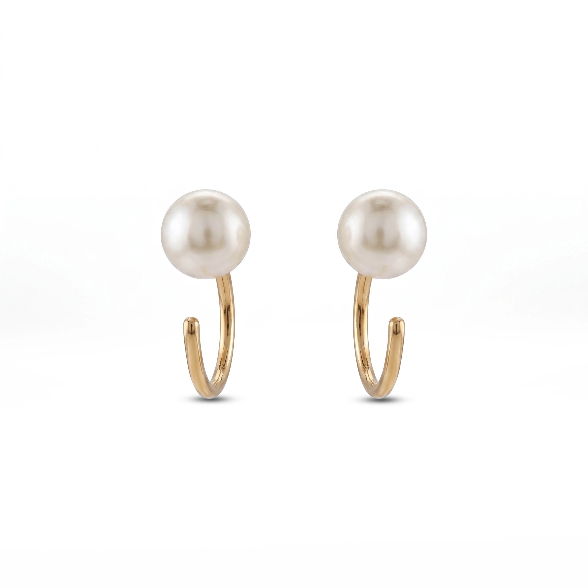 Gold Pearl Arc Earrings