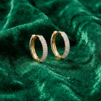 Gold Pavé Huggie Hoop Earrings