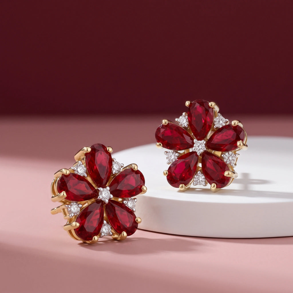 Ruby Bloom Stud Earrings