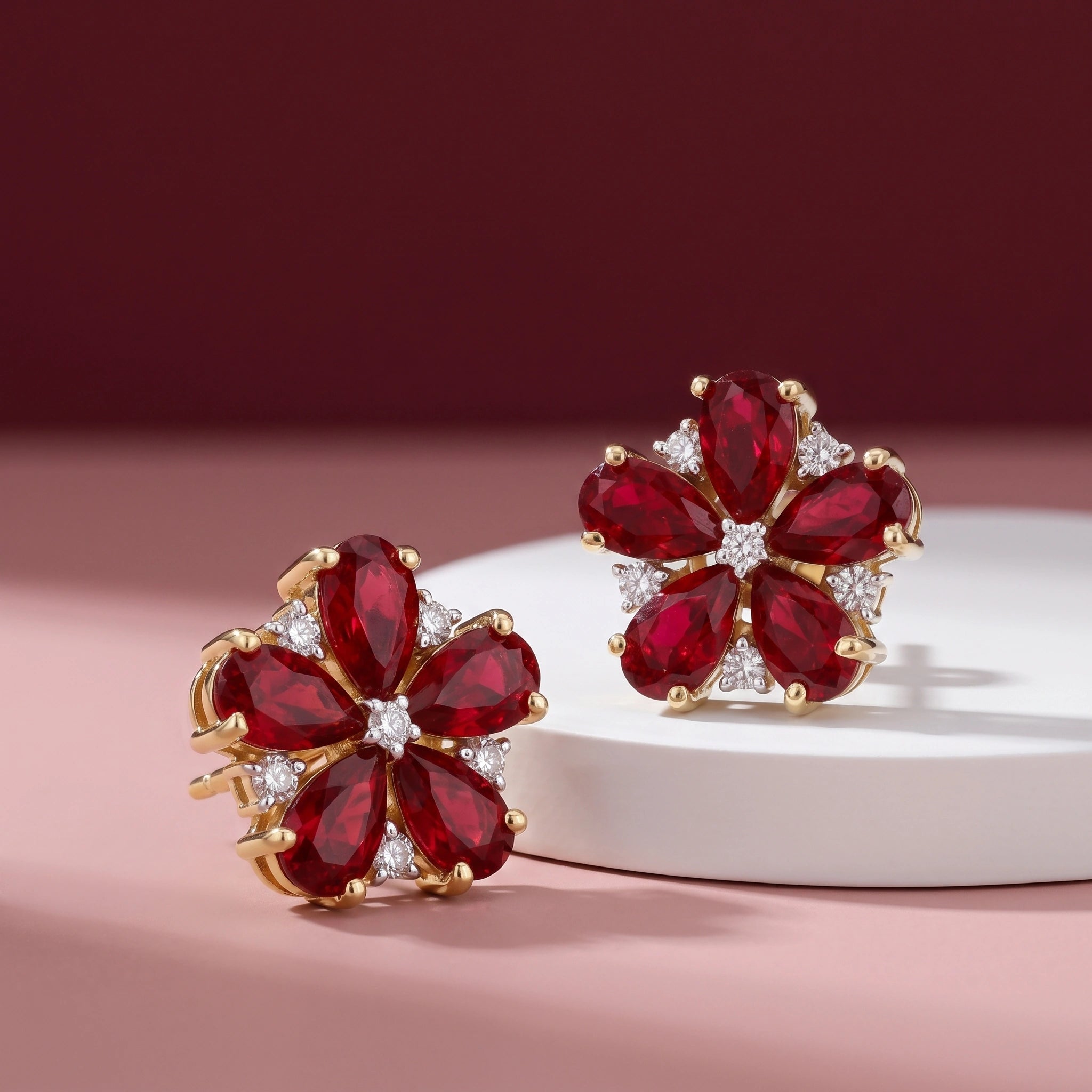 Ruby Bloom Stud Earrings