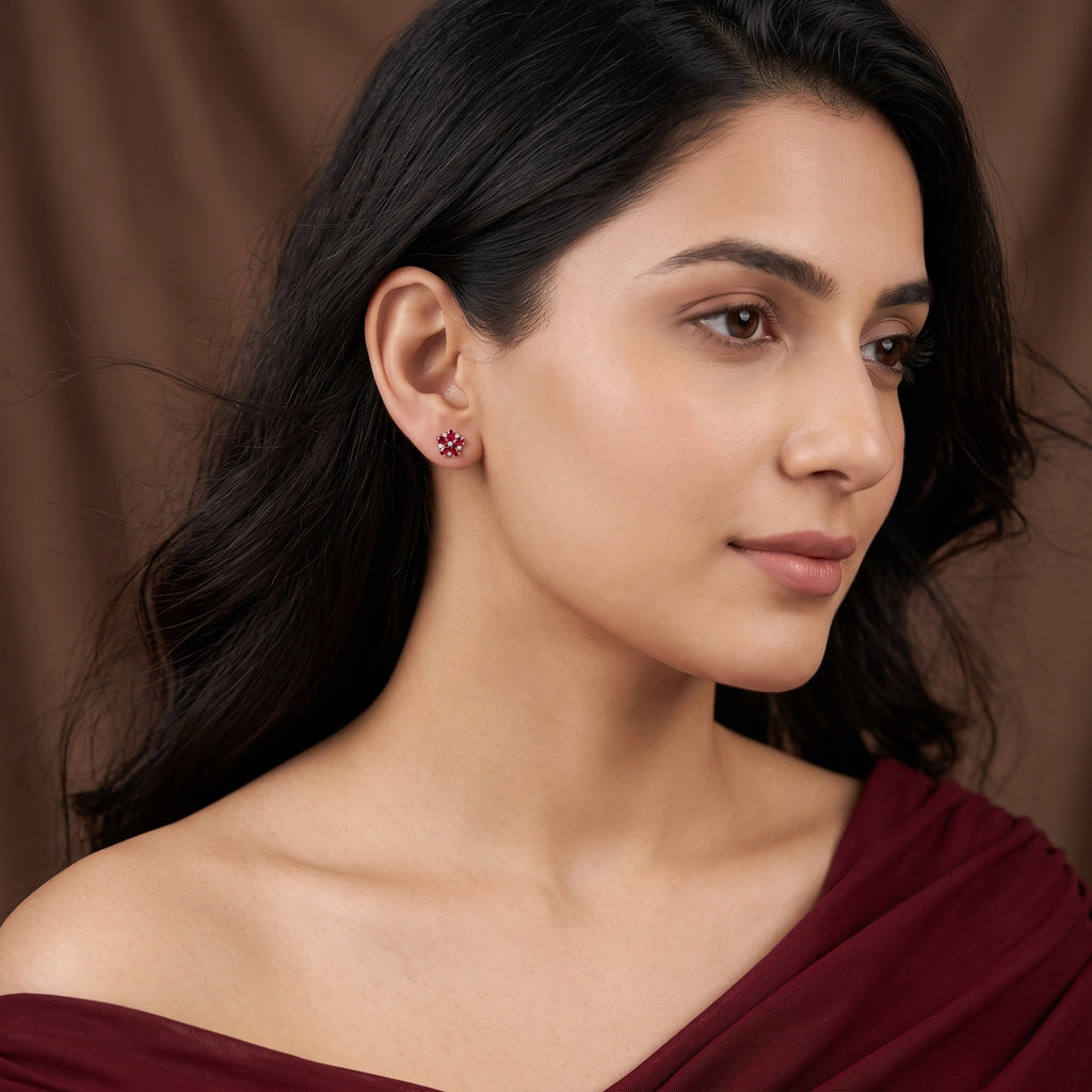 Ruby Bloom Stud Earrings