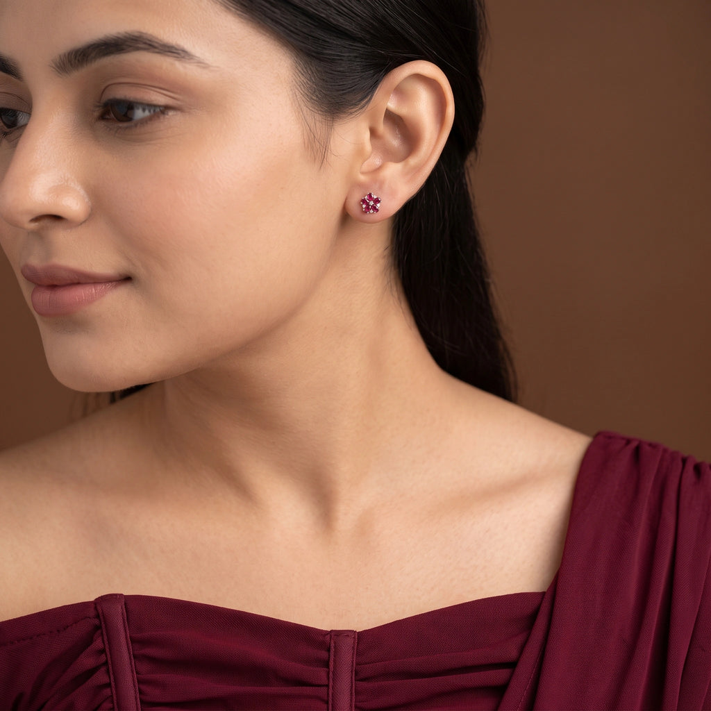 Ruby Bloom Stud Earrings
