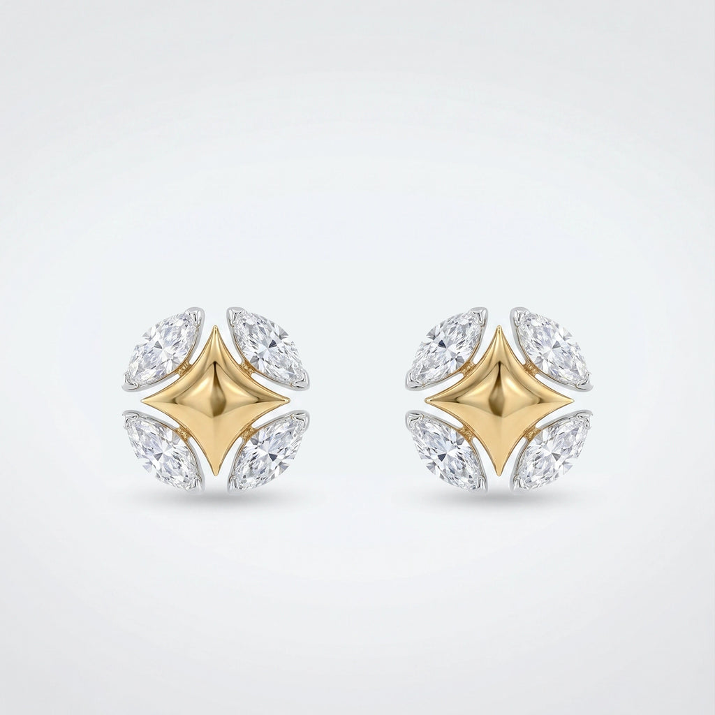 Gold Marquise Star Stud Earrings