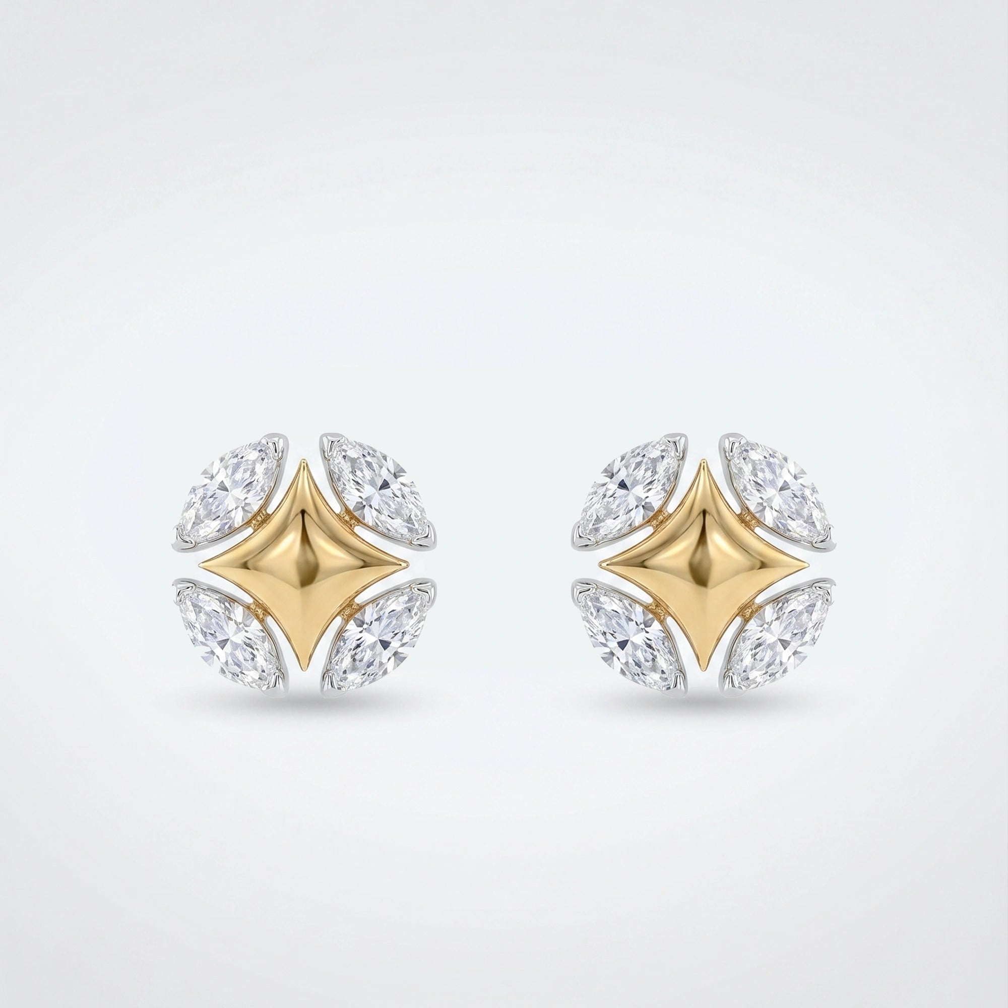 Gold Marquise Star Stud Earrings