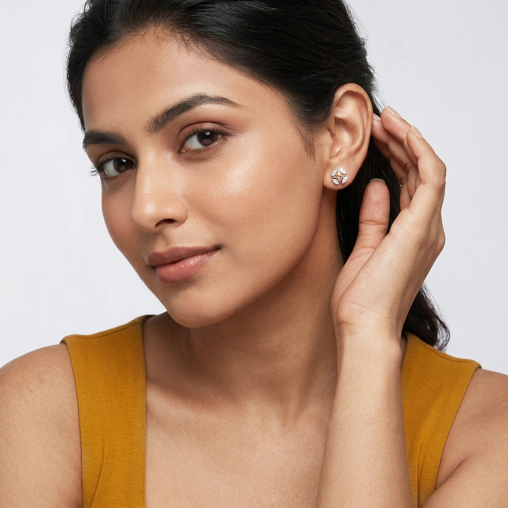 Gold Marquise Star Stud Earrings