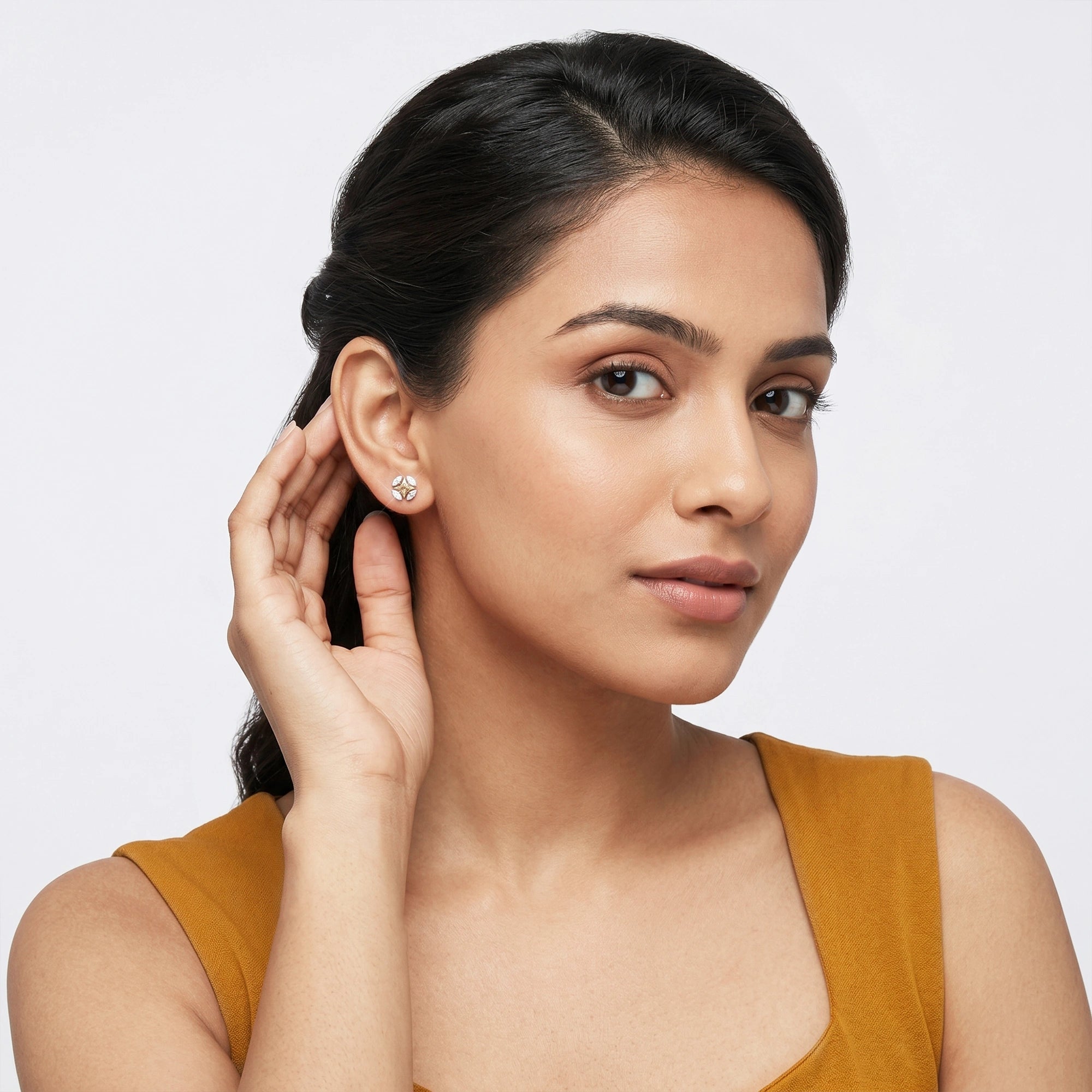 Gold Marquise Star Stud Earrings