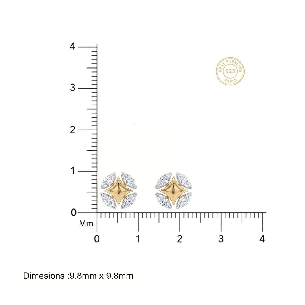 Gold Marquise Star Stud Earrings