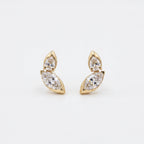Gold Pear Marquise Stud Earrings