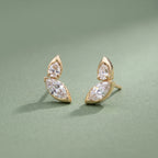 Gold Pear Marquise Stud Earrings