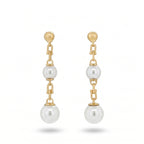 Gold Dual Pearl Drop Earrings