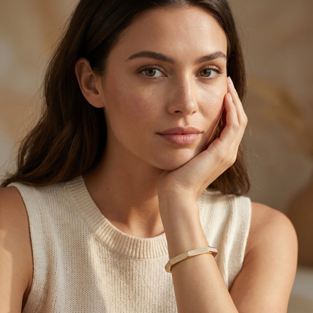 Gold Facet Pavé Bangle