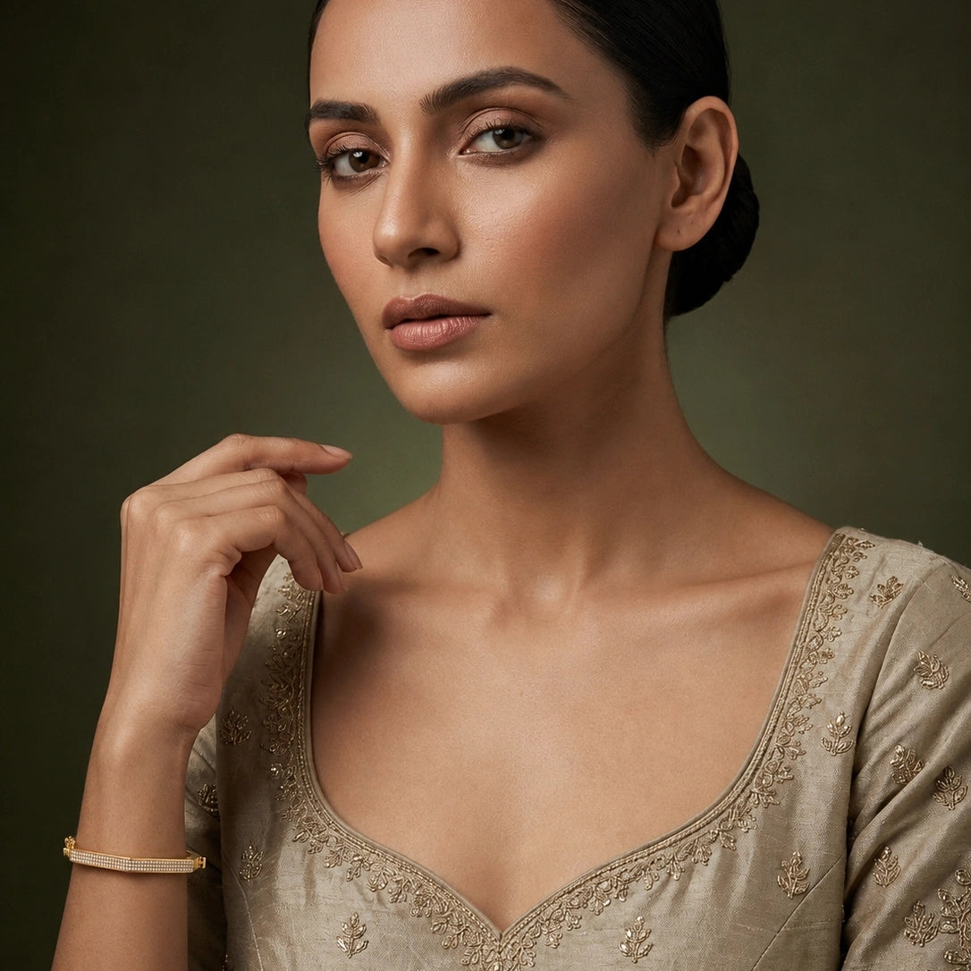 Gold Facet Pavé Bangle