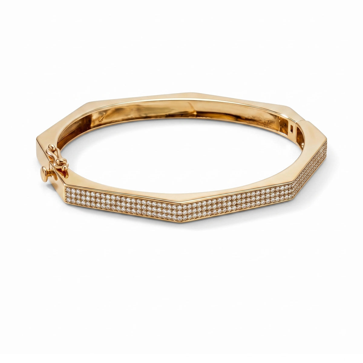 Gold Facet Pavé Bangle
