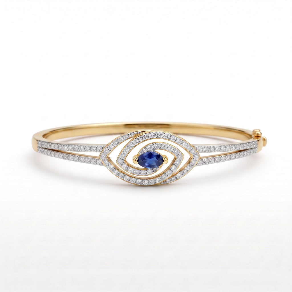 Gold Blue Eye Halo Bracelet
