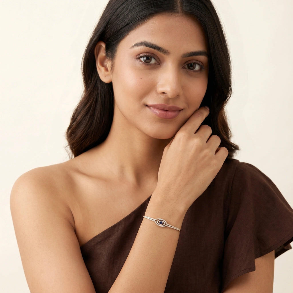 Gold Blue Eye Halo Bracelet