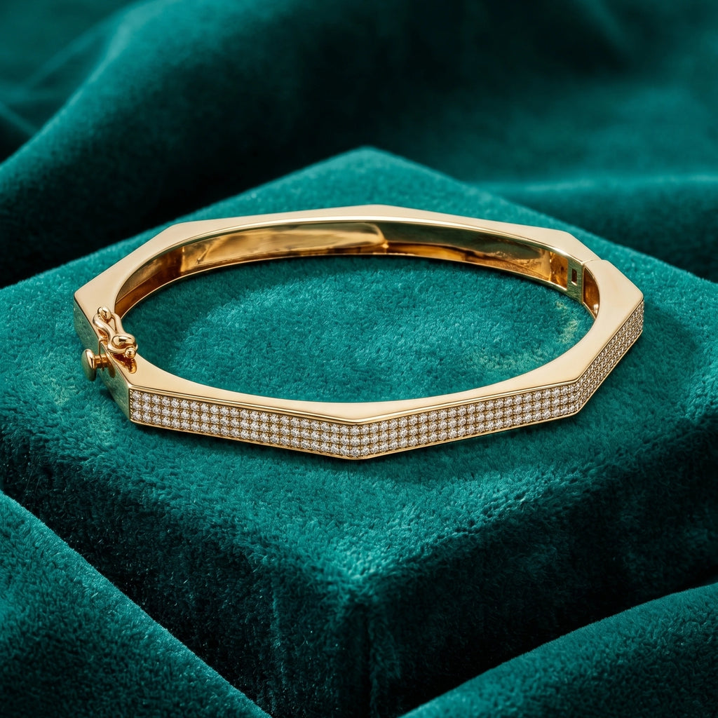 Gold Facet Pavé Bangle