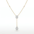Emerald Drop Halo Y-Necklace in 18KT Gold Plated