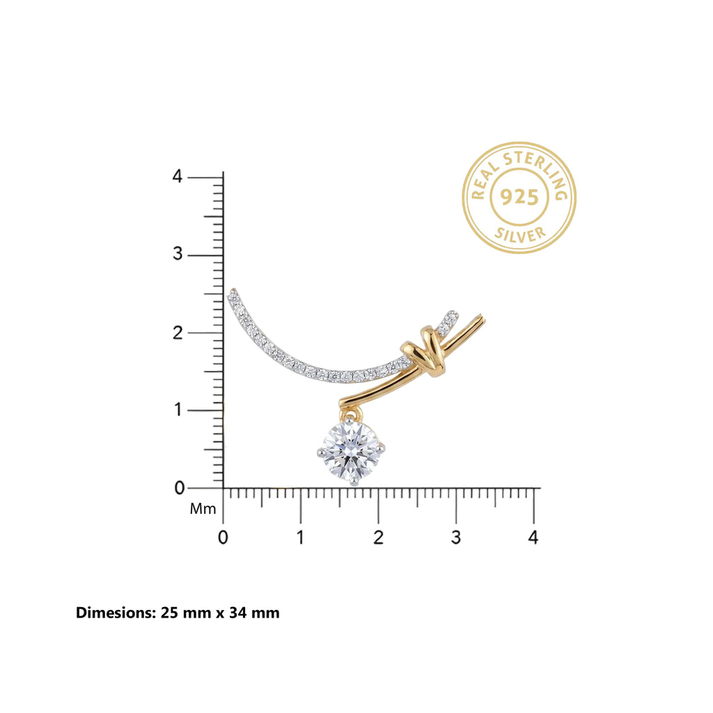 Gold Curved Solitaire Drop Pendant
