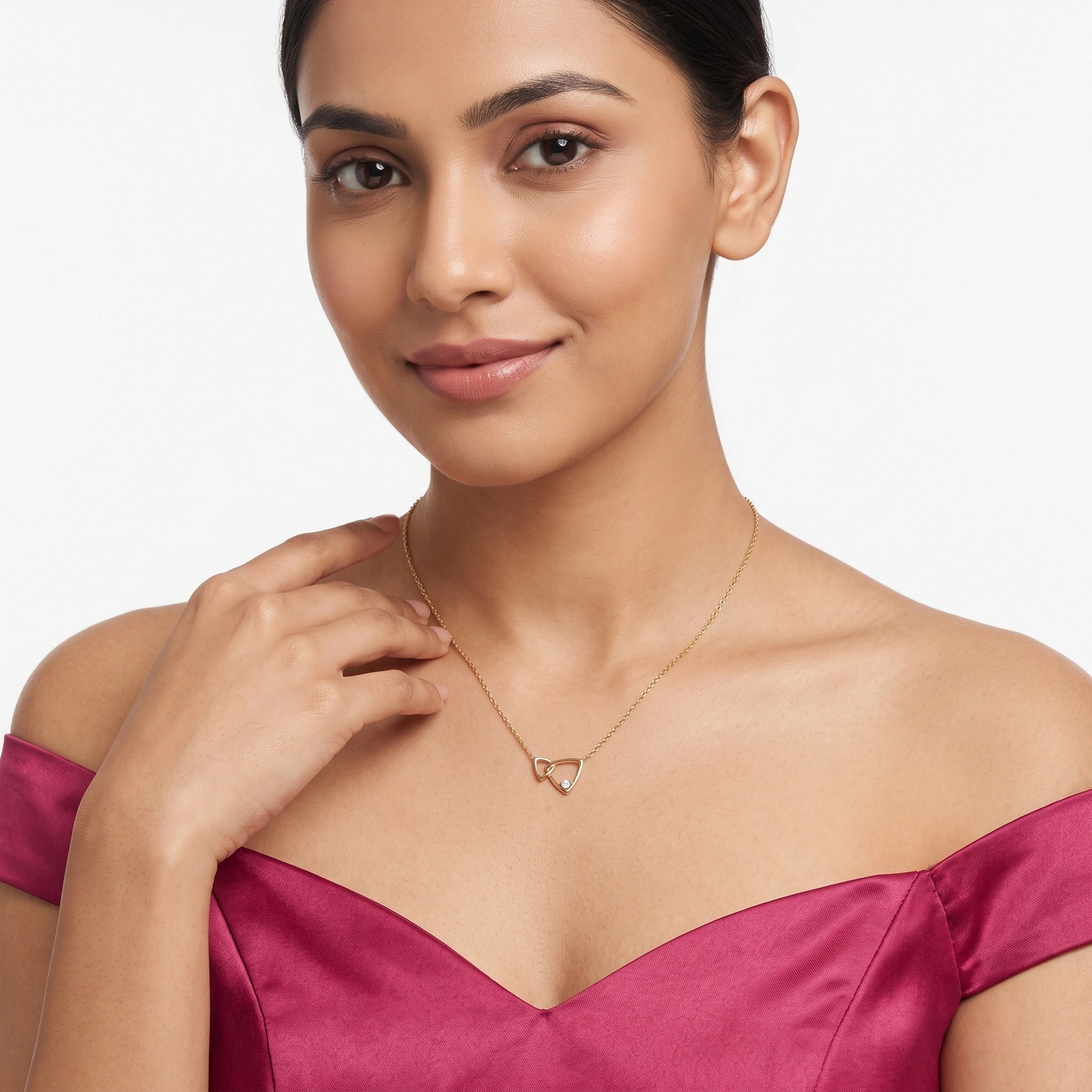 Gold Interlocked Triangle Pendant