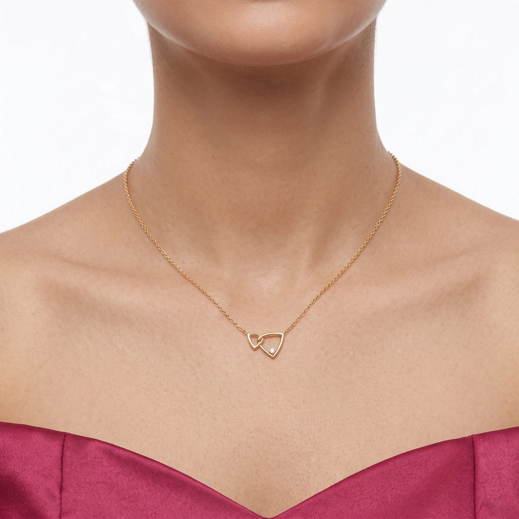 Gold Interlocked Triangle Pendant