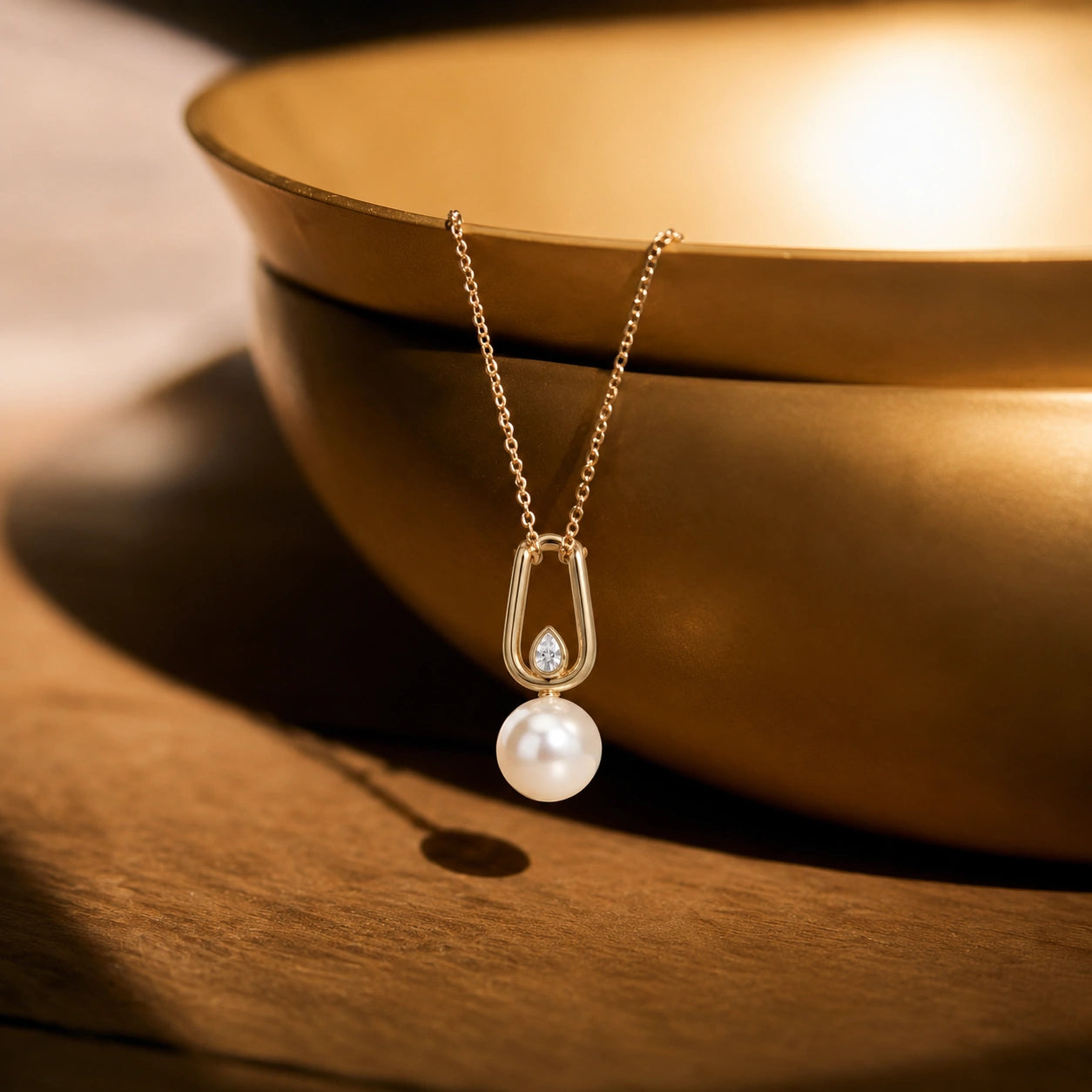 Gold Pearl Locket Pendant
