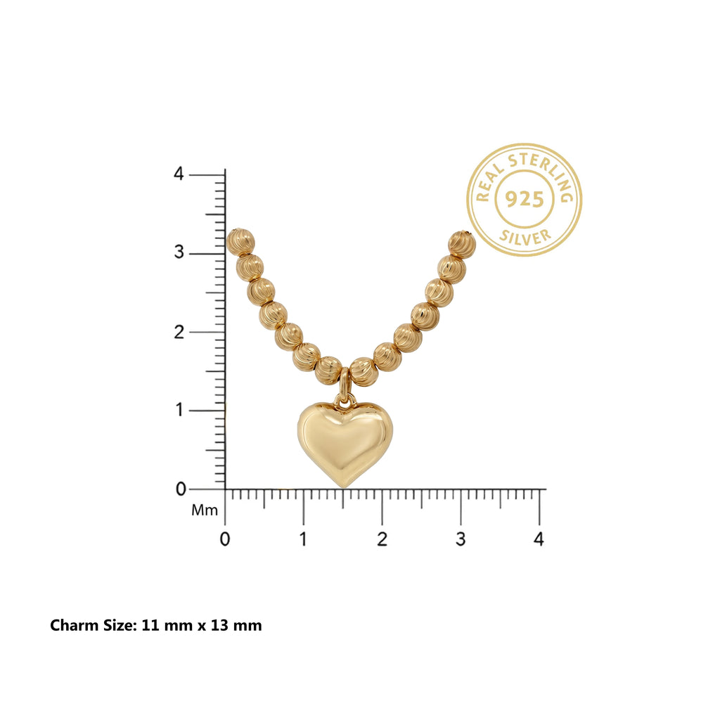 Gold Beaded Heart Pendant