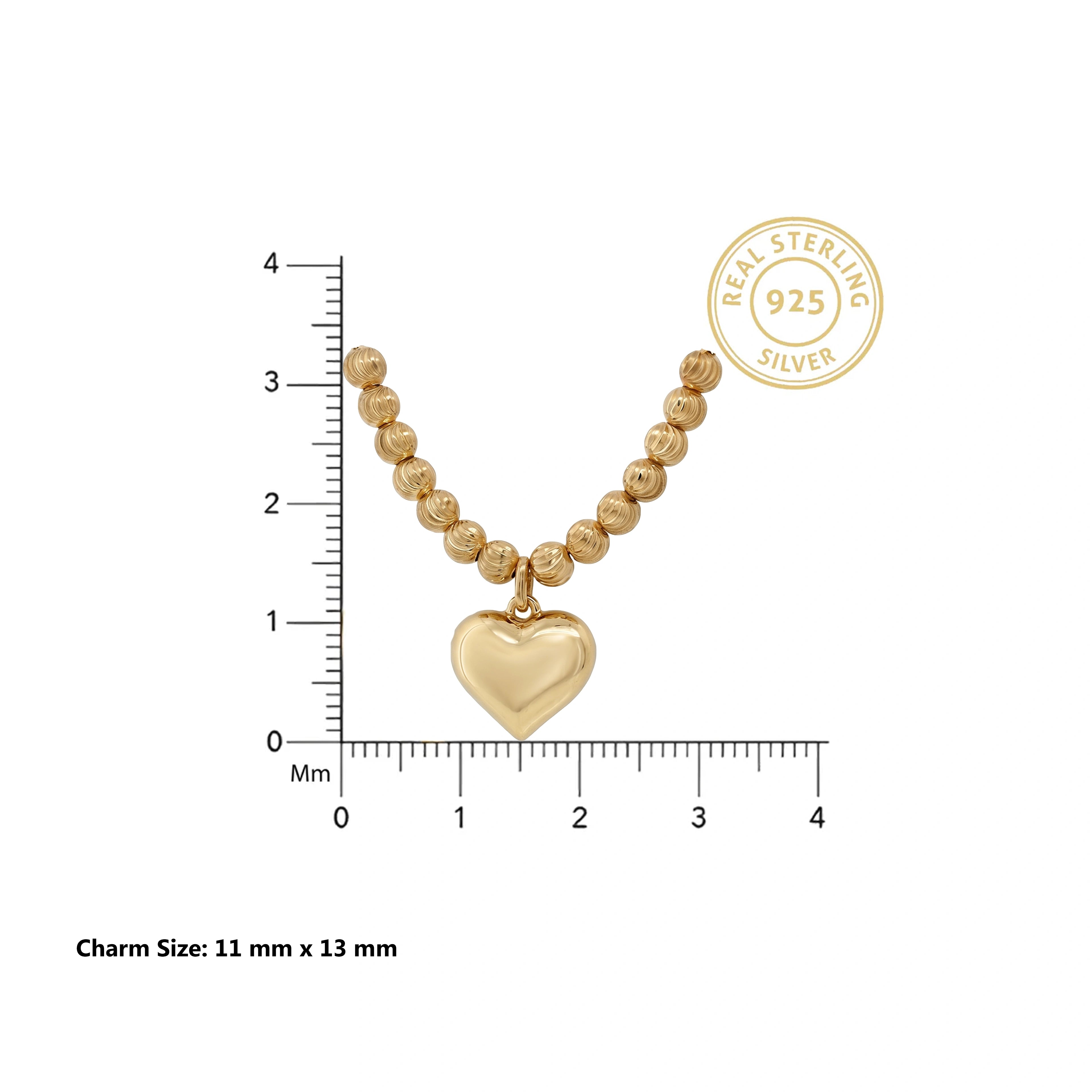 Gold Beaded Heart Pendant