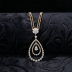 Gold Pear Halo Drop Necklace