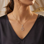 Gold Pear Halo Drop Necklace