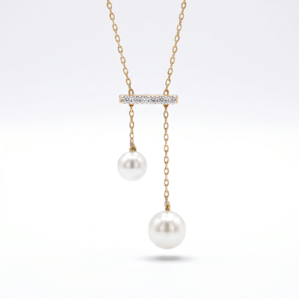 Gold Pearl Bar Drop Pendant
