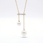 Gold Pearl Bar Drop Pendant