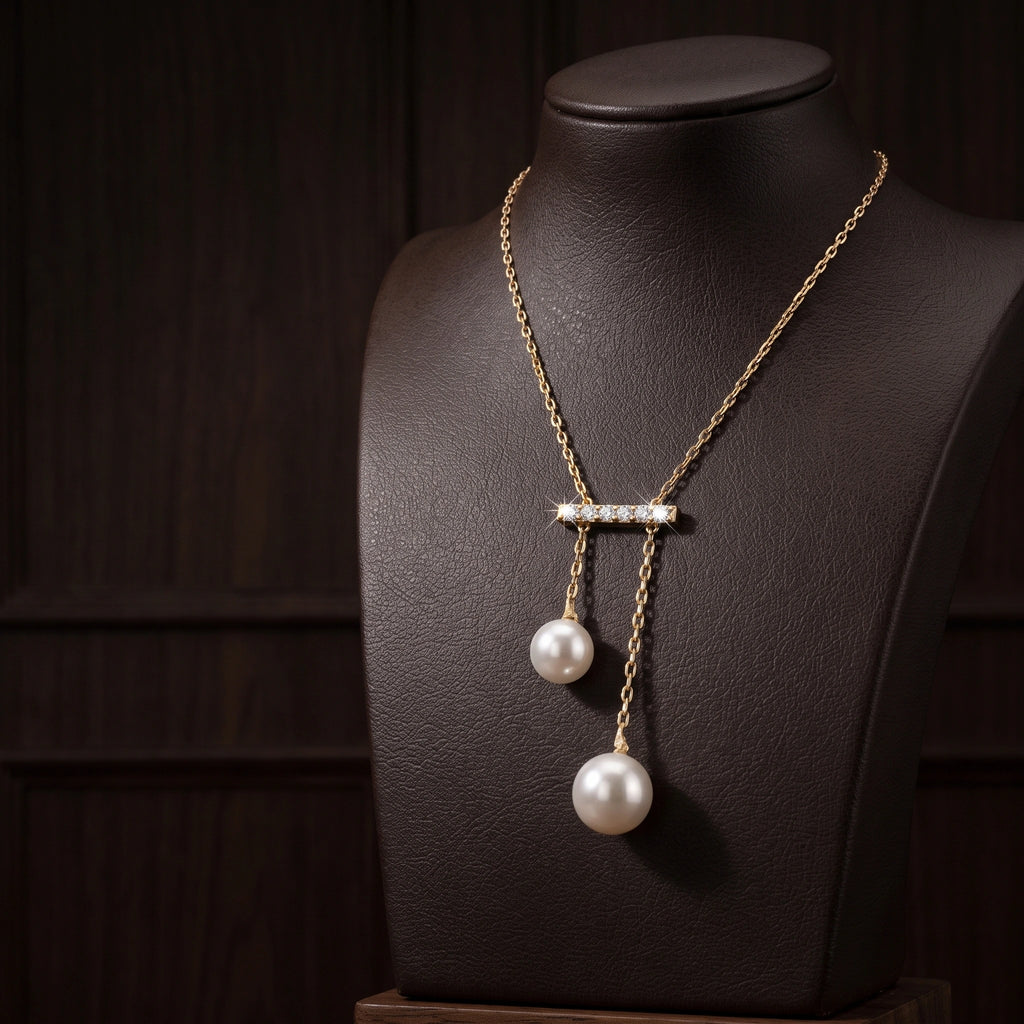 Gold Pearl Bar Drop Pendant